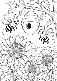 Abelhas na colmeia para colorir