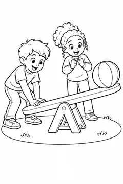 Alunos testando uma alavanca de brinquedo para colorir
