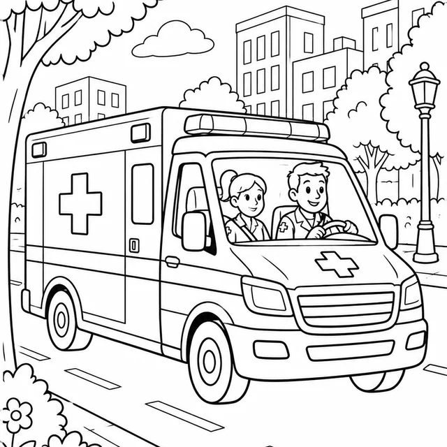 Ambulância a caminho para colorir