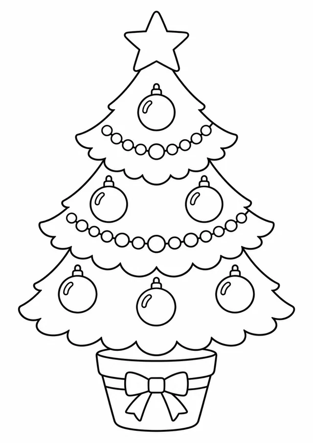 Árvore de Natal simples com estrela para colorir