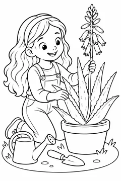 Babosa com uma flor para colorir