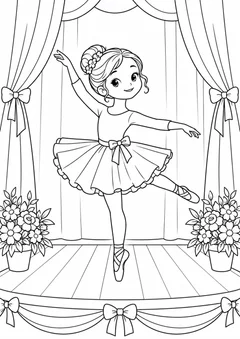 Bailarina no palco para colorir