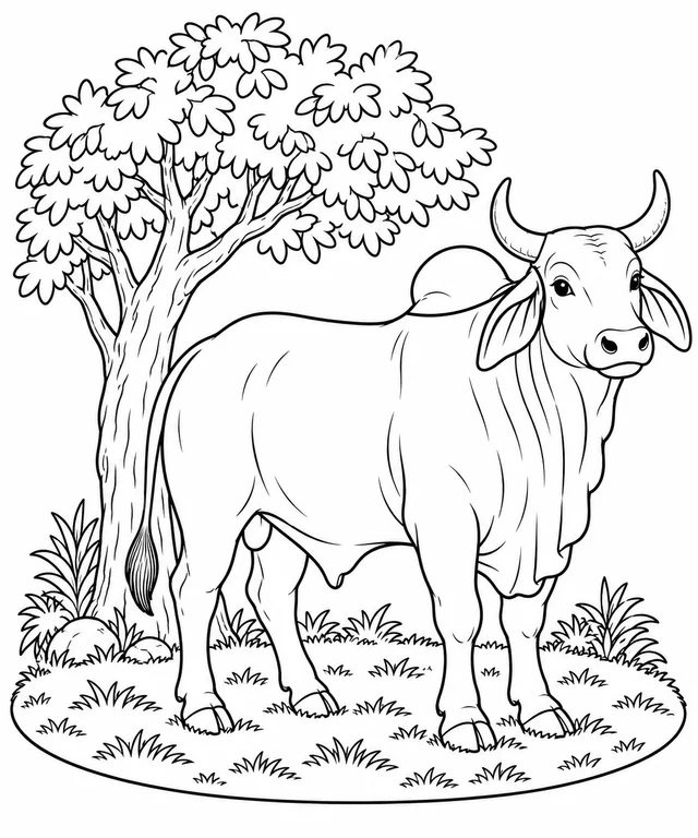 Boi nelore no pasto para colorir