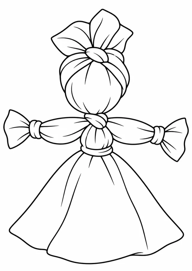 Boneca Abayomi com vestido de nós para colorir