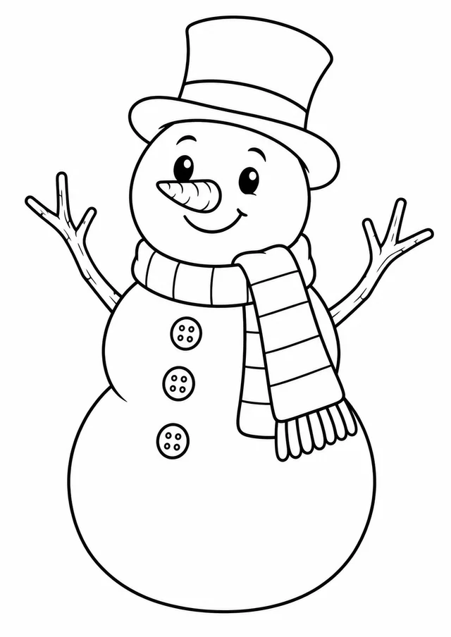 Boneco de neve com cachecol para colorir