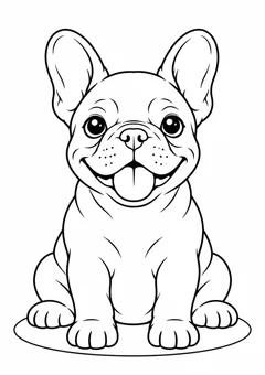 Buldogue francês filhote sentado para colorir