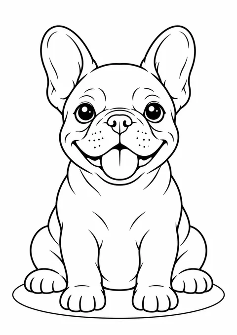 Buldogue francês filhote sentado para colorir