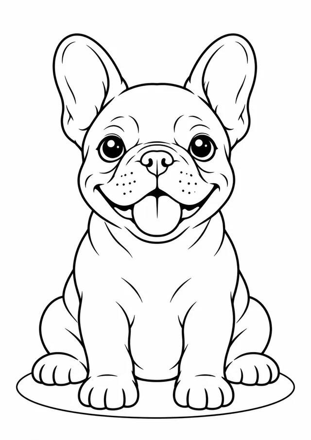 Buldogue francês filhote sentado para colorir