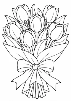 Buquê de tulipas para a mamãe para colorir