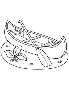 Canoa de madeira na margem para colorir
