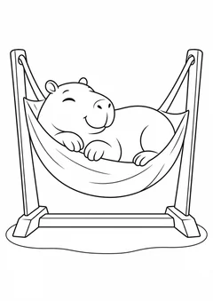 Capivara descansando na rede para colorir