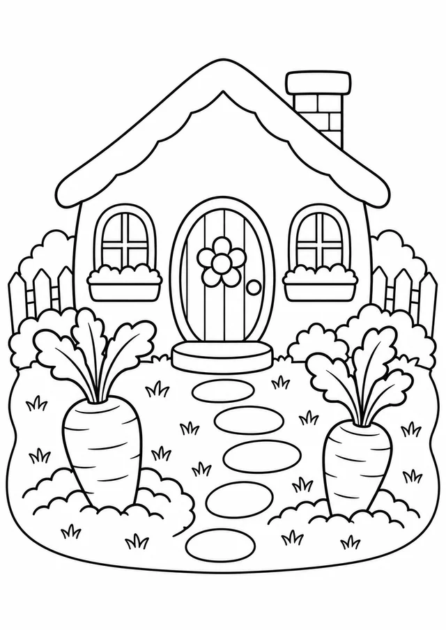 Casinha de Páscoa com porta de ovo para colorir