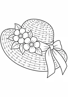 Chapéu de palha com flores do arraial para colorir