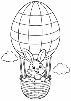 Coelho no balão de ovos de Páscoa para colorir