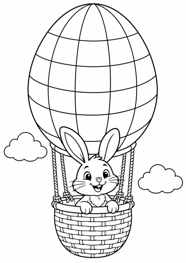 Coelho no balão de ovos de Páscoa para colorir