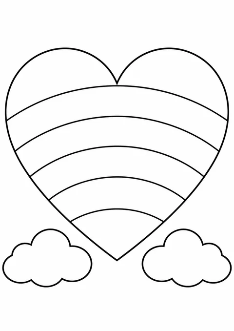 Coração com arco-íris para colorir