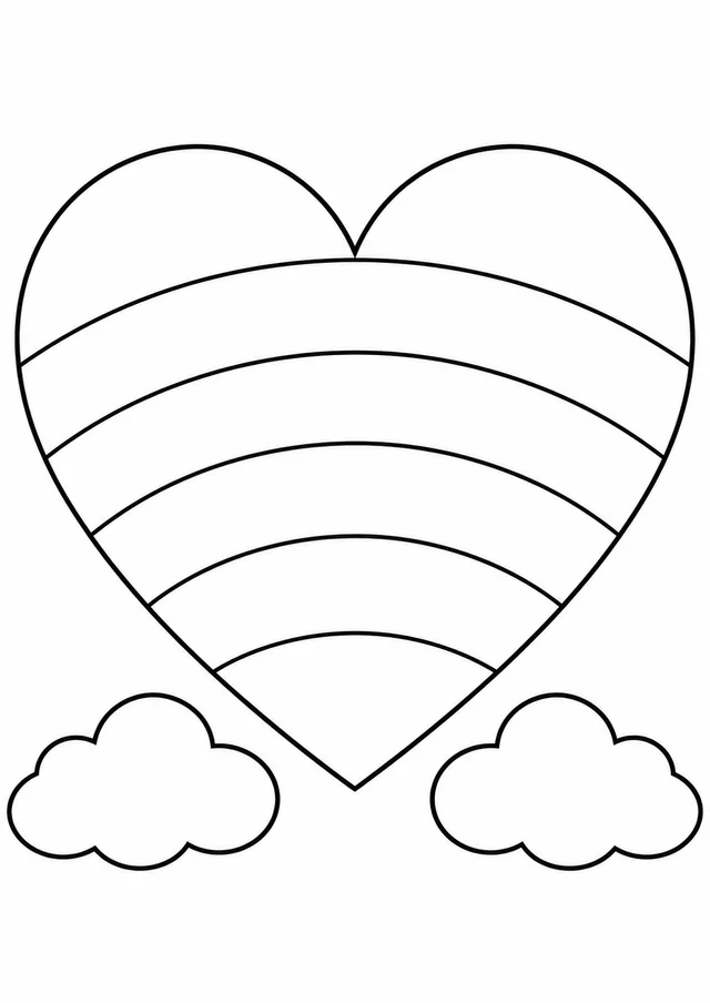 Coração com arco-íris para colorir