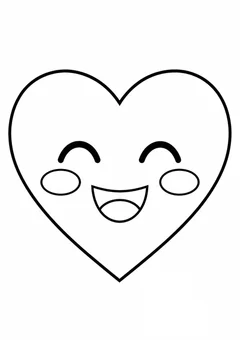 Coração kawaii com sorriso grande para colorir