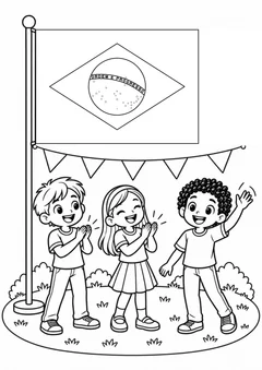 Crianças comemorando o 15 de novembro para colorir