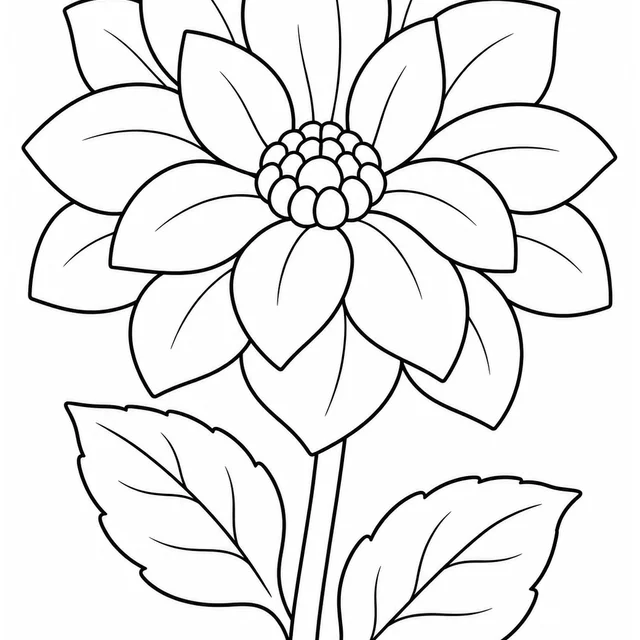 Dália com pétalas amplas para colorir