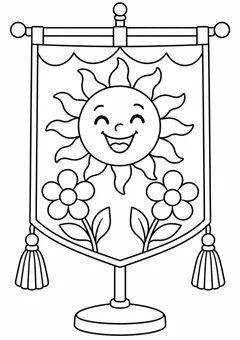 Estandarte florido do bloquinho para colorir
