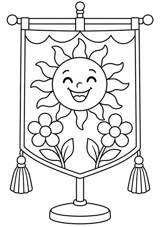 Estandarte florido do bloquinho para colorir