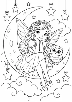 Fada da lua para colorir