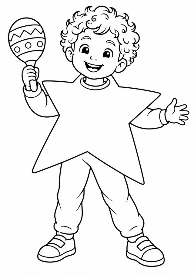 Fantasia de estrela no Carnaval para colorir