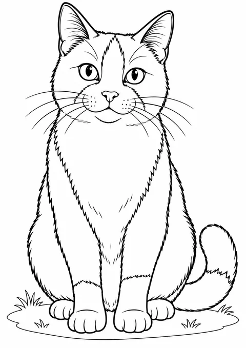 Gato frajola sentado para colorir