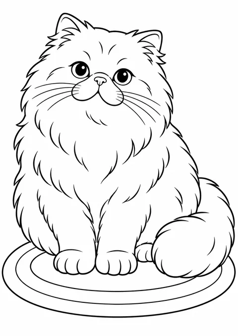 Gato persa no tapete para colorir