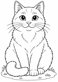 Gato sentado simples para colorir