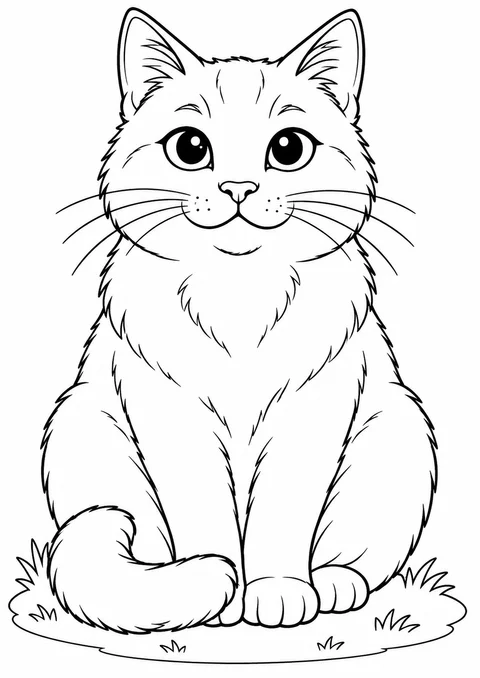 Gato sentado simples para colorir