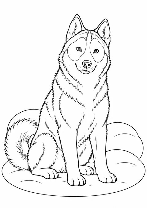 Husky na neve para colorir