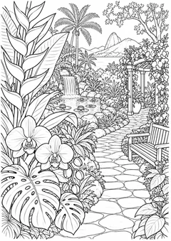 Jardim botânico para colorir