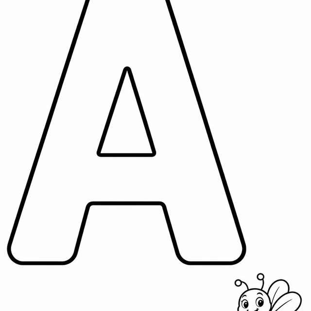 Letra A com abelha para colorir