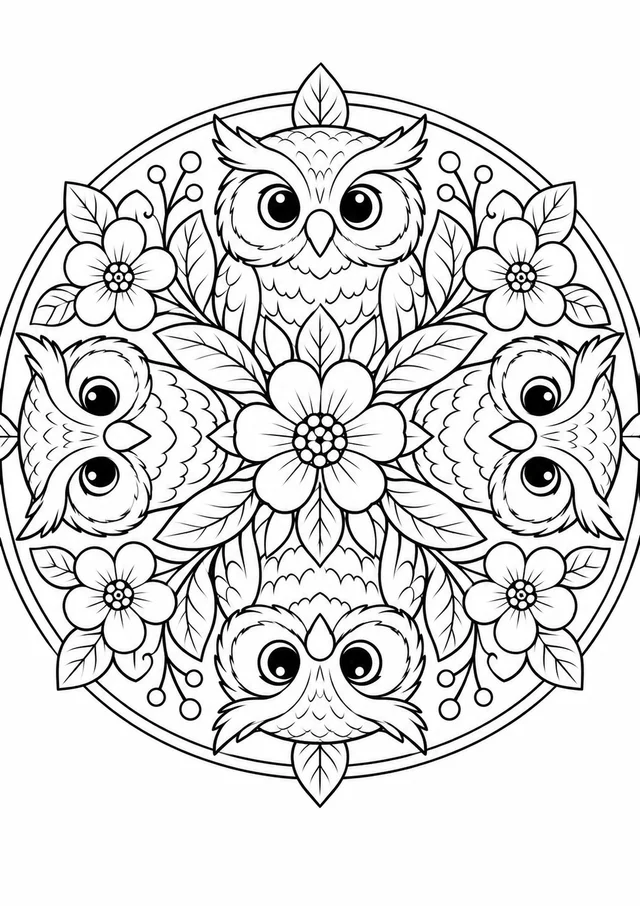 Mandala de animais da floresta para colorir