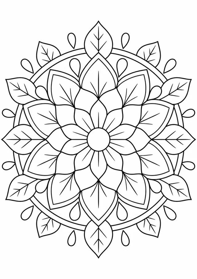 Mandala de flores grandes para colorir