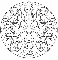 Mandala de gatinhos para colorir