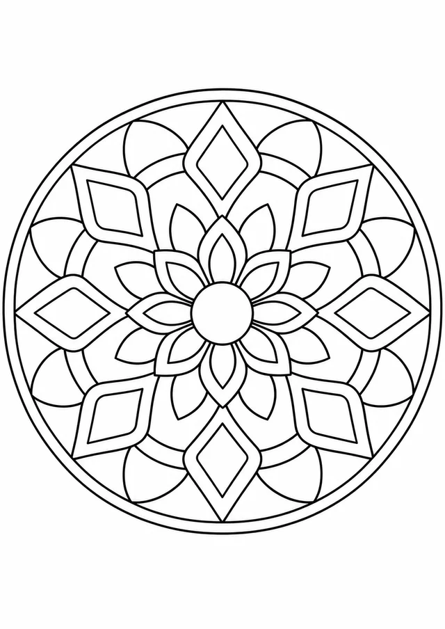Mandala de losangos em roda para colorir