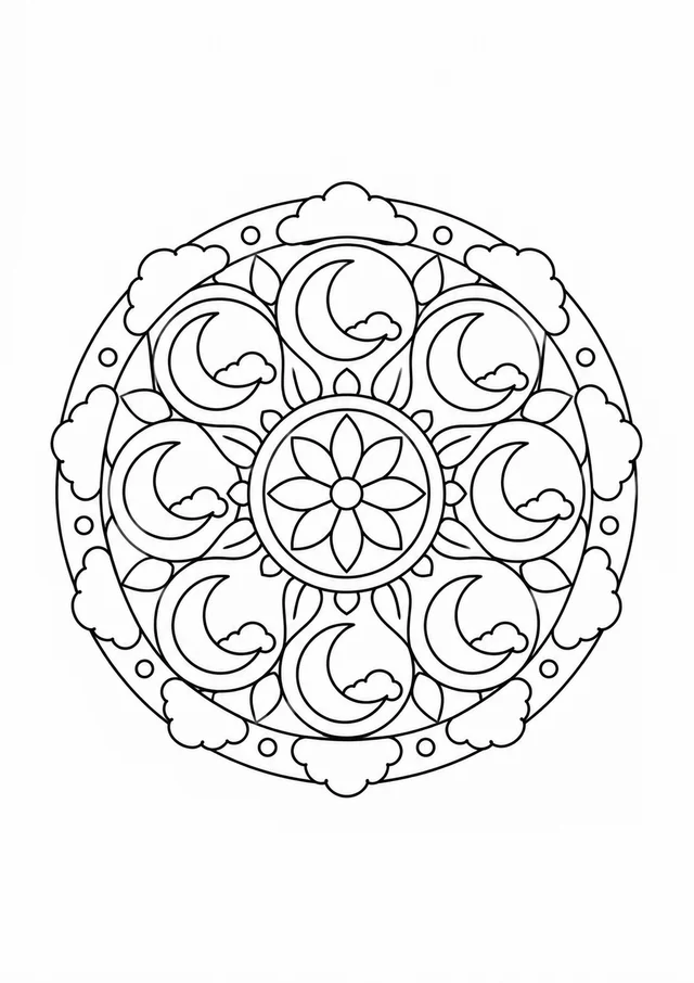 Mandala de luas crescentes para colorir
