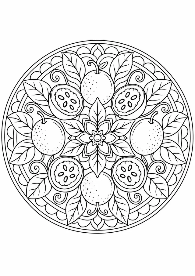 Mandala de maracujás para colorir
