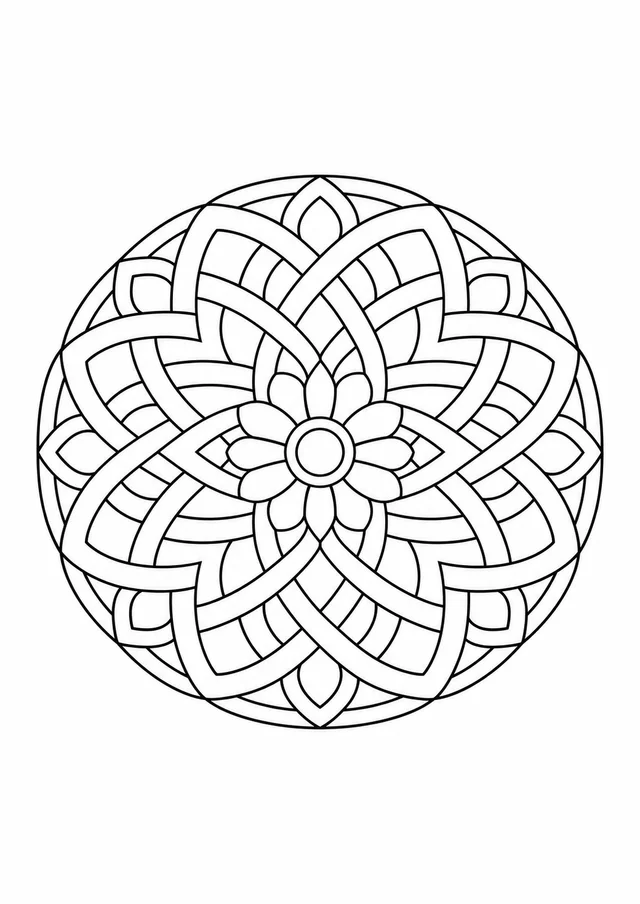 Mandala de tramas geométricas para colorir