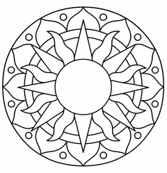 Mandala do sol com raios largos para colorir