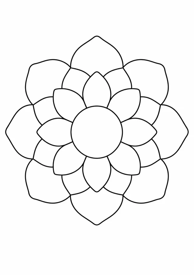 Mandala simples de pétalas grandes para colorir