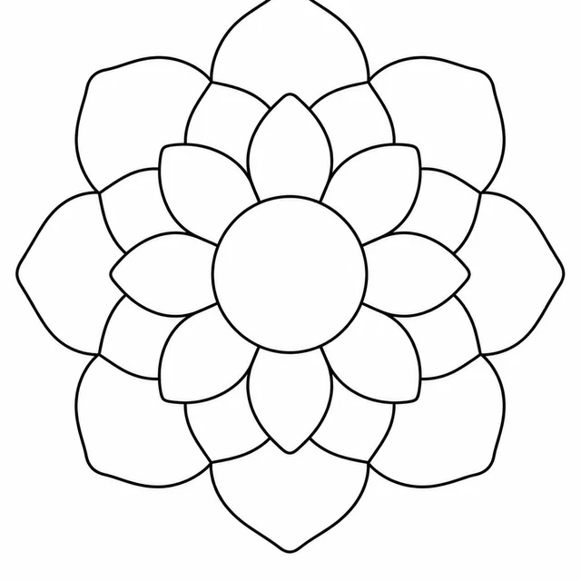 Mandala simples de pétalas grandes para colorir