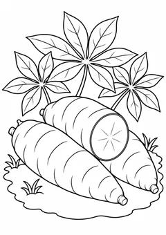 Mandioca com folhas para colorir