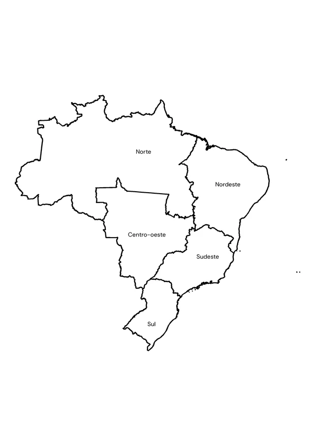 As cinco regiões do Brasil com nomes para colorir