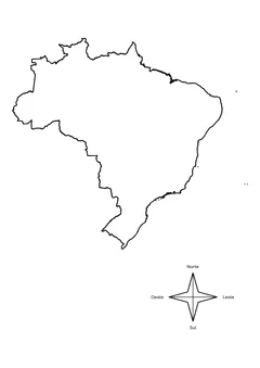Brasil com pontos cardeais para colorir