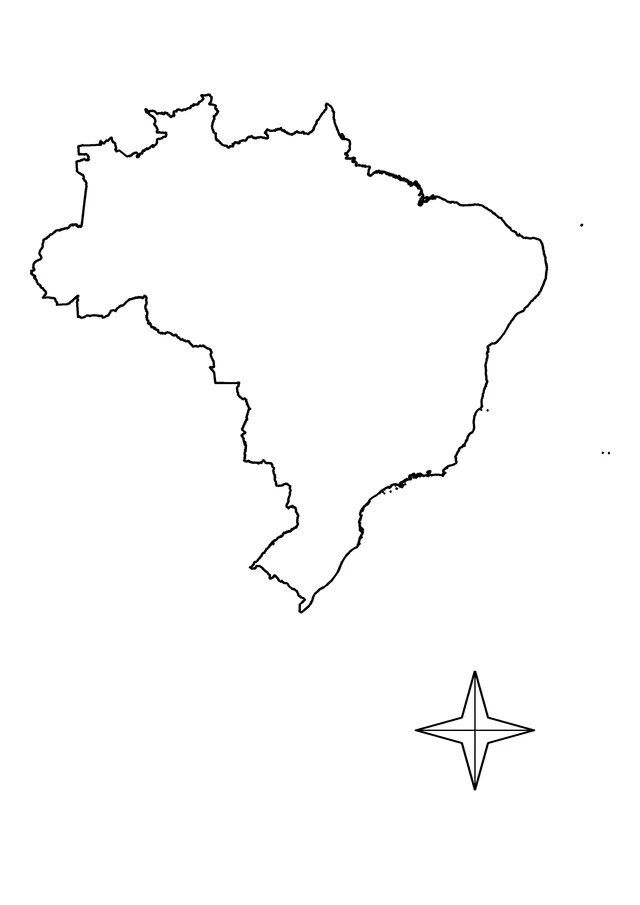 Brasil com rosa dos ventos sem nomes para colorir