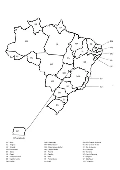Estados do Brasil com nomes para colorir